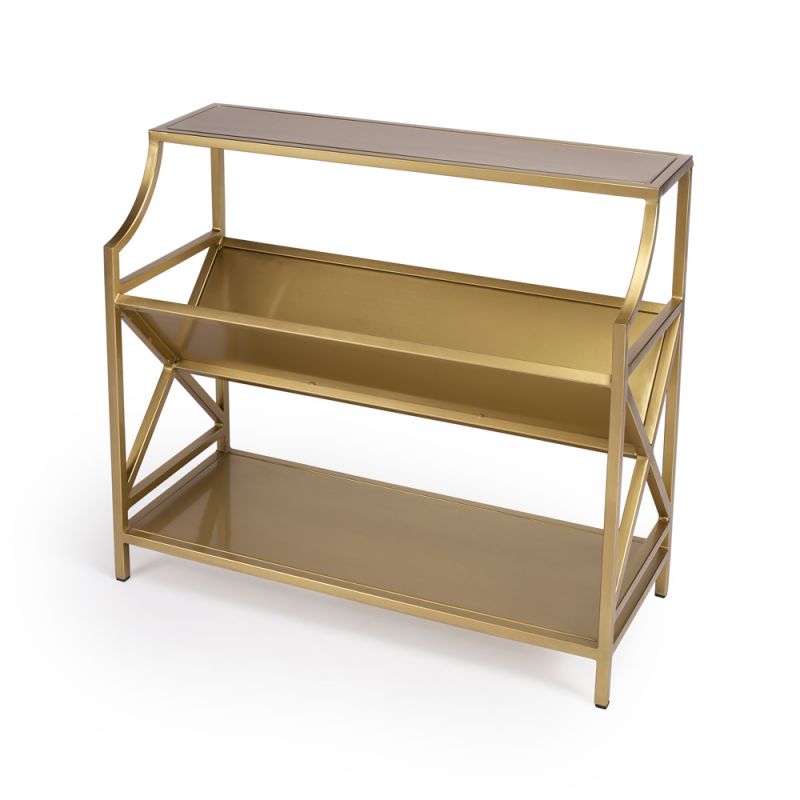 Butler Specialty Company - Keats 36 in. W Metal Library 2 Tier Bookcase, Gold - 6112330