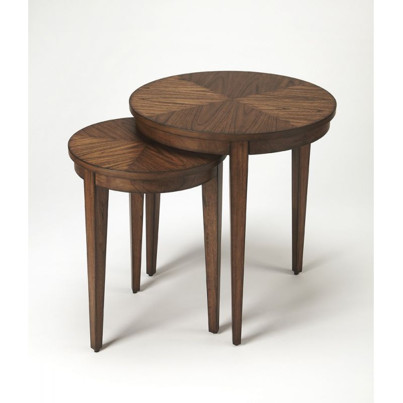 Butler Specialty Company - Lacey Round Set of 2 Wood Nesting Tables, Dark Brown - 2249275