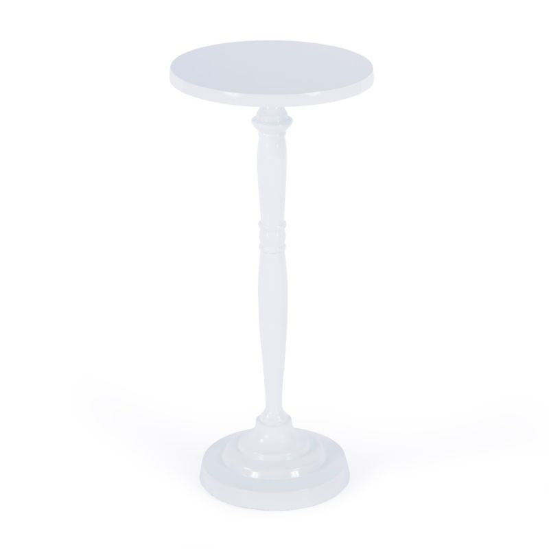 Butler Specialty Company - Landon Outdoor 10 in. Round Metal Pedestal Side Table, Ivory - 4325472