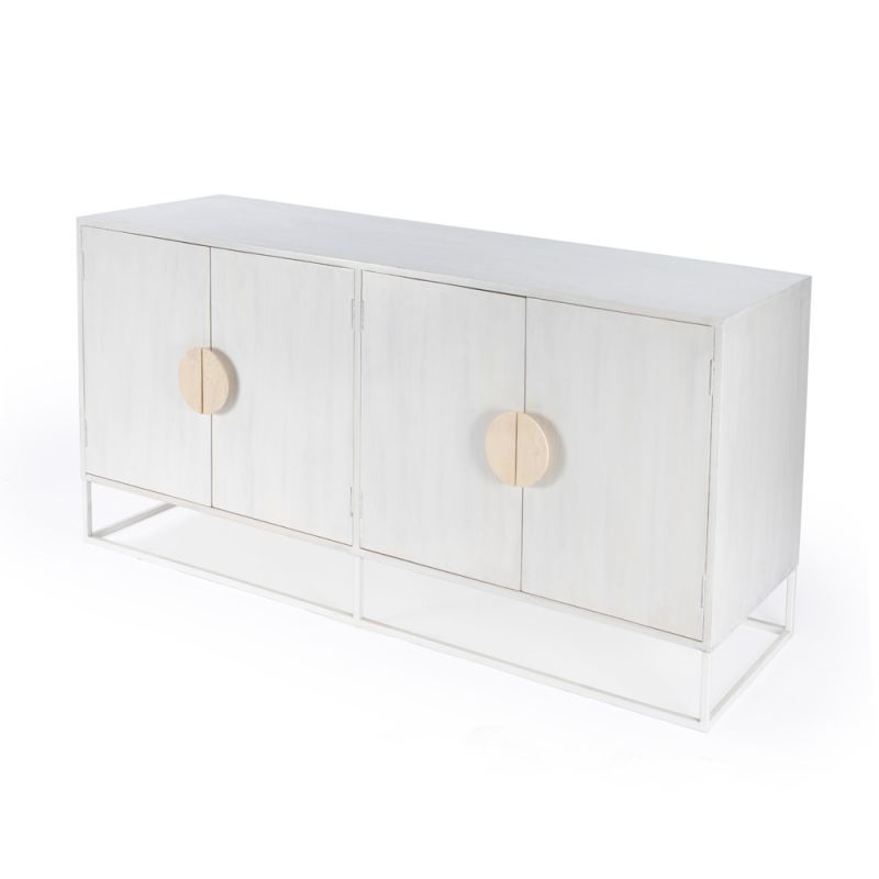 Butler Specialty Company - Lennasa 63 in. W Rectangular Wood Sideboard with 4 Doors and 2 Interior Shelves, White - 5581288