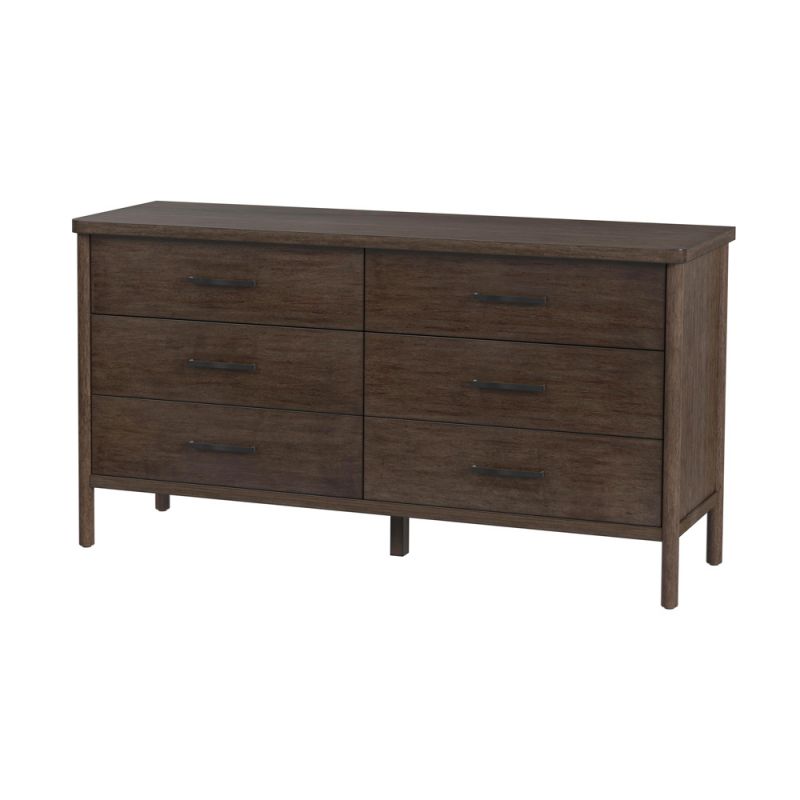 Butler Specialty Company - Lennon 60 in. W Rectangular 6 Drawer Wood Rounded Leg Dresser, Brown - 5755474