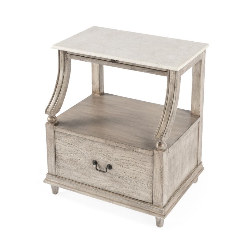 Butler Specialty Company - Mabel 24 in. W Rectangular Marble & Wood 1 Drawer Nightstand, Gray - 5519329