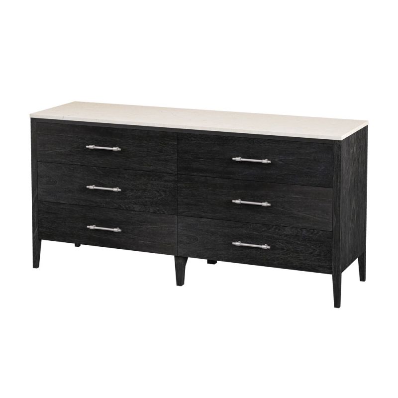 Butler Specialty Company - Mayfair 64 in. W Rectangular 6 Drawer Wood and Marble Dresser, Black - 5753432