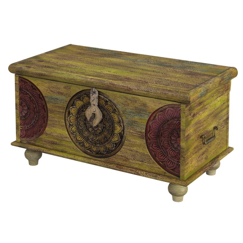 Butler Specialty Company - Artifacts - Mesa 33 in. W Rectangular Carved Wood Trunk Coffee Table, Assorted Color - 3140290