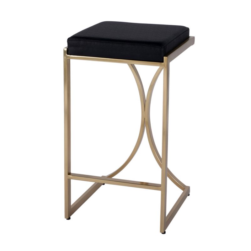 Butler Specialty Company - Natalya 24 in. Seat Height Faux Leather & Metal Backless Counter Height Stool with Footrest, Black - 4463034