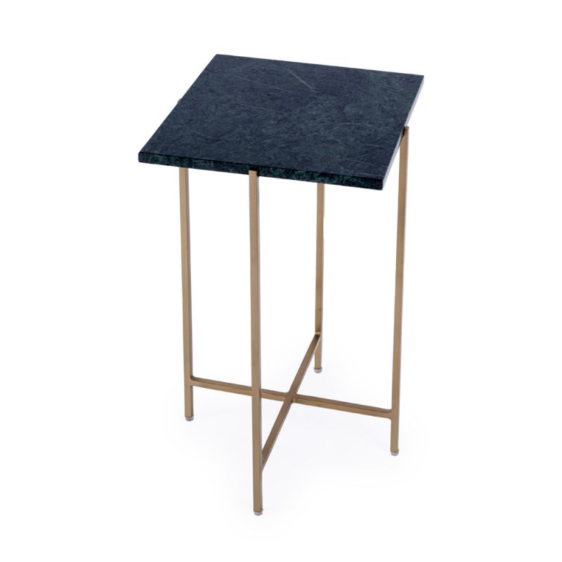 Butler Specialty Company - Nigella 11.5 in. W Square Marble & Metal Side Table, Green - 5246475