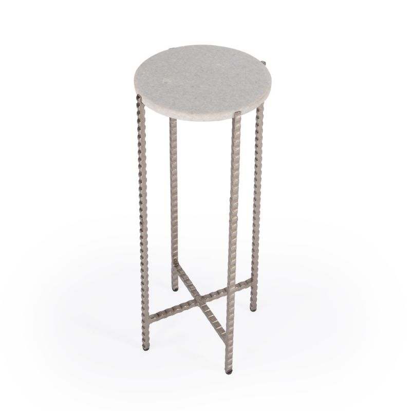 Butler Specialty Company - Nigella Marble and Silver Cross Legs Side Table, Multi-Color - 5612425