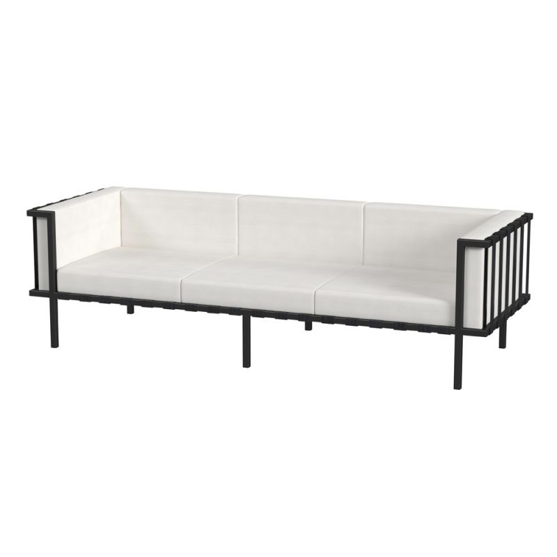 Butler Specialty Company - Norway Indoor/Outdoor 76.5 in. W Upholstered & Metal Patio Sofa with Cushions, Black/White - 5722437