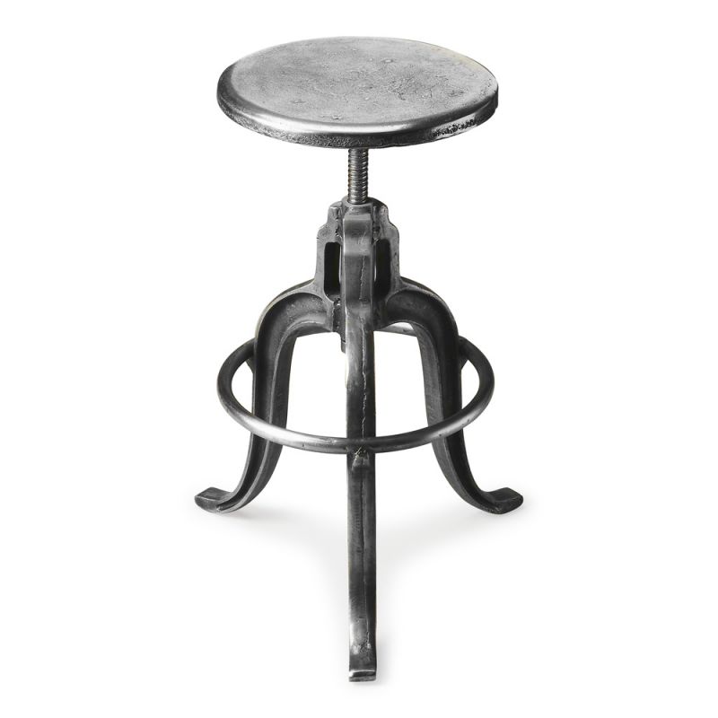 Butler Specialty Company - Parnell 22 in. Adjustable Height Metal Swivel Bar Stool, Silver - 2542025