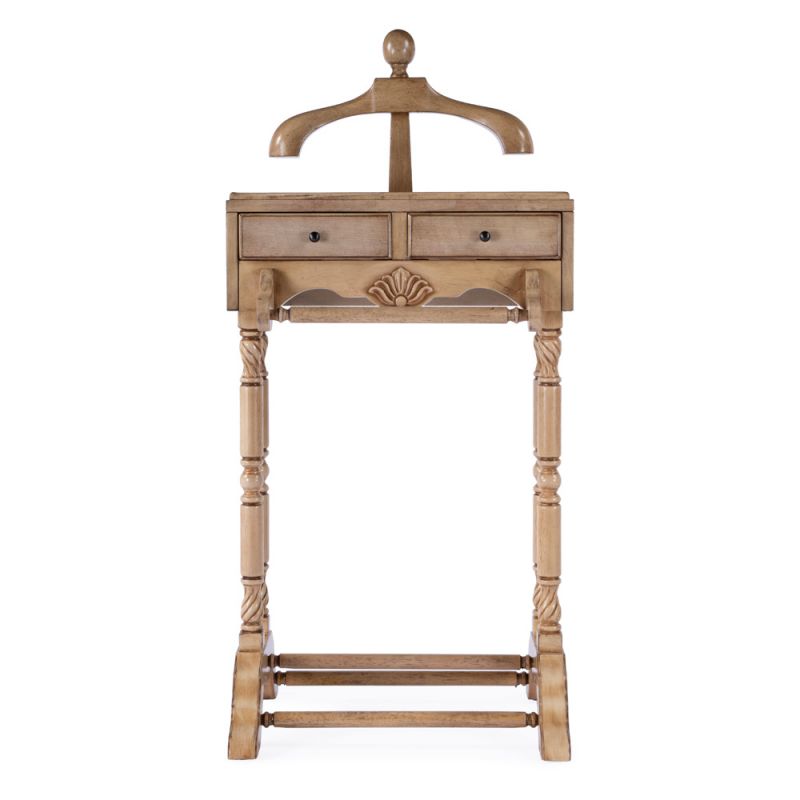 Butler Specialty Company - Petrov 46.25 in. H x 22 in. W Wood Clothing Valet Stand, Tan/Beige - 900424