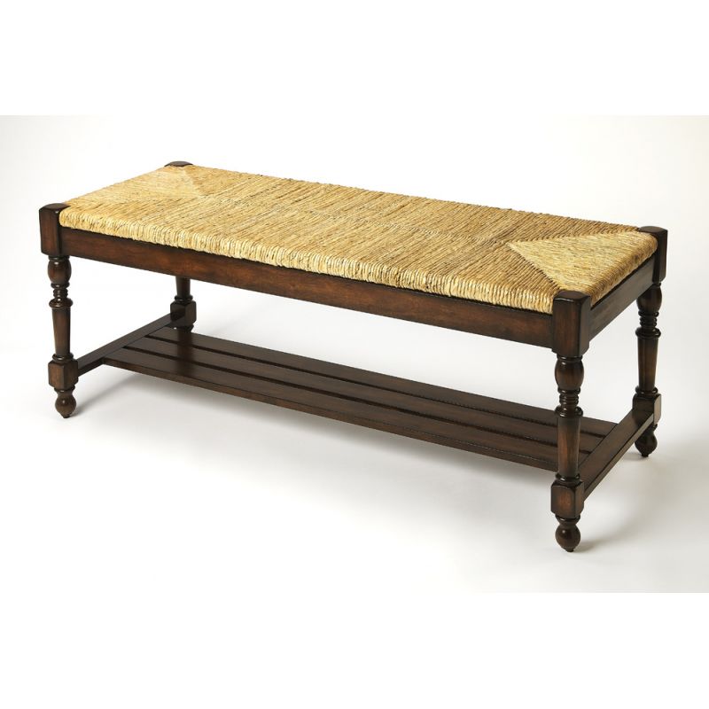 Butler Specialty Company - Ravello 48 in. W Rectangular Woven Wicker Bench, Dark Brown - 1299070