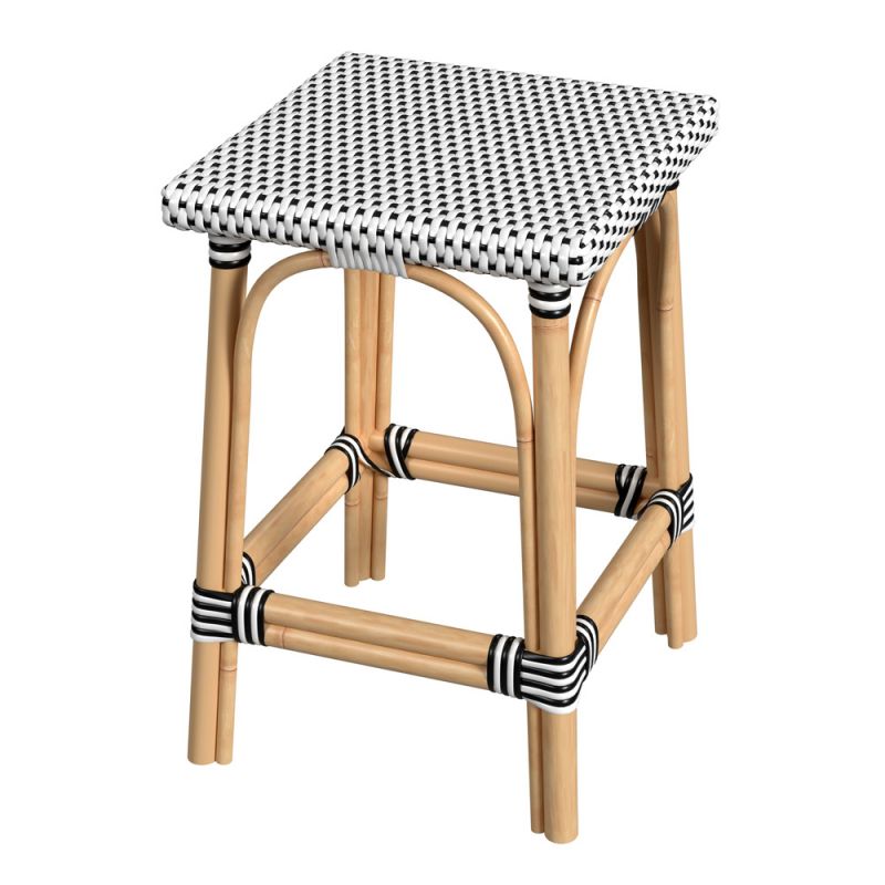 Butler Specialty Company - Riviera 24 in. Seat Height Square Rattan Counter Height Stool, Black/White - 5757295