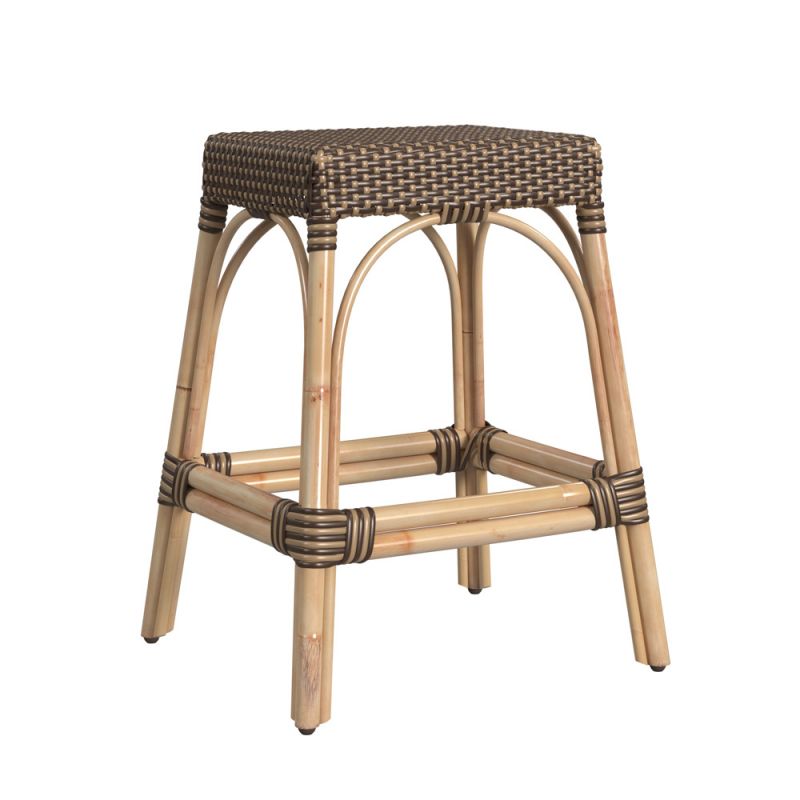 Butler Specialty Company - Robias 24.5 in. Seat Height Rectangular Rattan Backless Counter Height Stool, Brown and Tan Dot - 5513354