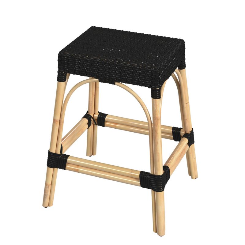 Butler Specialty Company - Robias 24.5 in. Seat Height Rectangular Rattan Backless Counter Height Stool, Black - 5513425