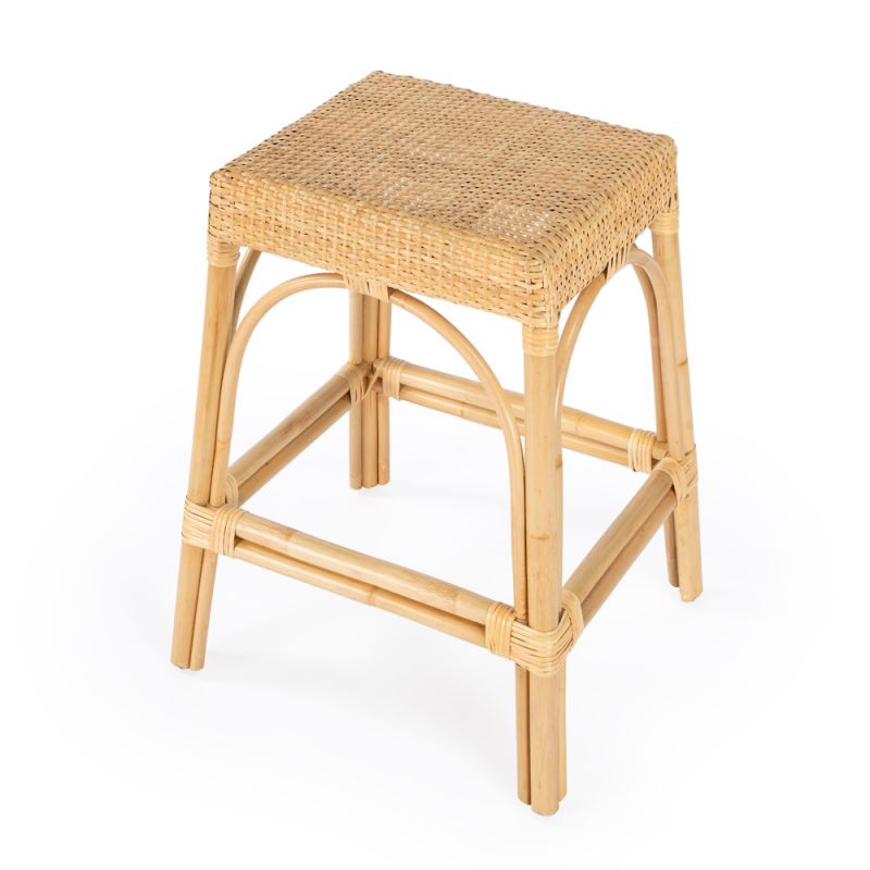 Butler Specialty Company - Robias 24.5 in. Seat Height Rectangular Rattan Backless Counter Height Stool, Natural - 5513404