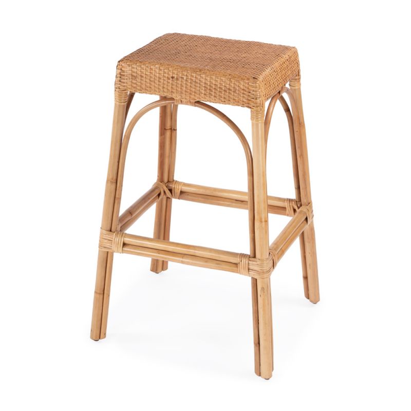 Butler Specialty Company - Robias 30 in. Seat Height Rectangular Rattan Bar Height Backless Stool with Footrest, Natural - 5604404