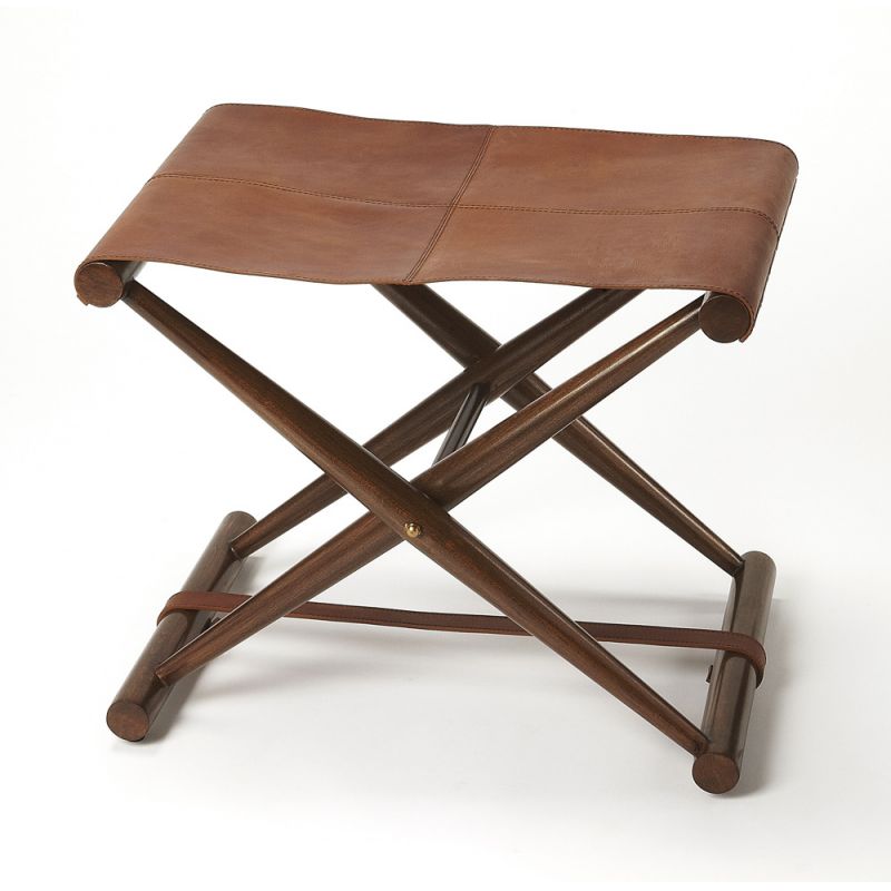 Butler Specialty Company - Sutton Leather Folding Stool, Medium Brown - 3989140