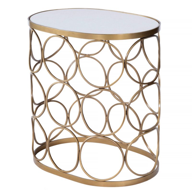 Butler Specialty Company - Talulah 20 in. W Oval Marble & Metal Side Table, Gold - 6123025