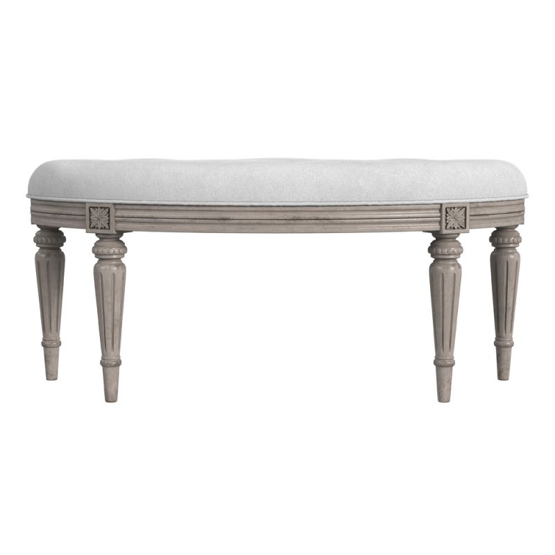 Butler Specialty Company - Tamara 45 in. W Demilune Upholstered Backless Bench, Gray, Tan/Beige - 1120247