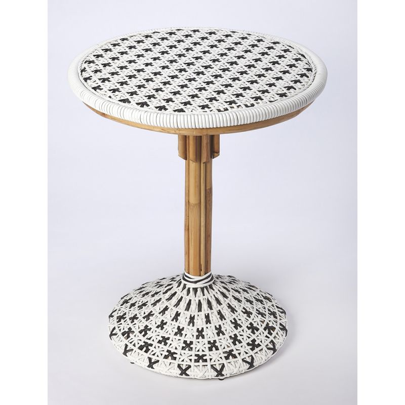 Butler Specialty Company - Tenor Indoor/Outdoor 23.5 in. W Round Rattan Bistro Table, White - 5400295