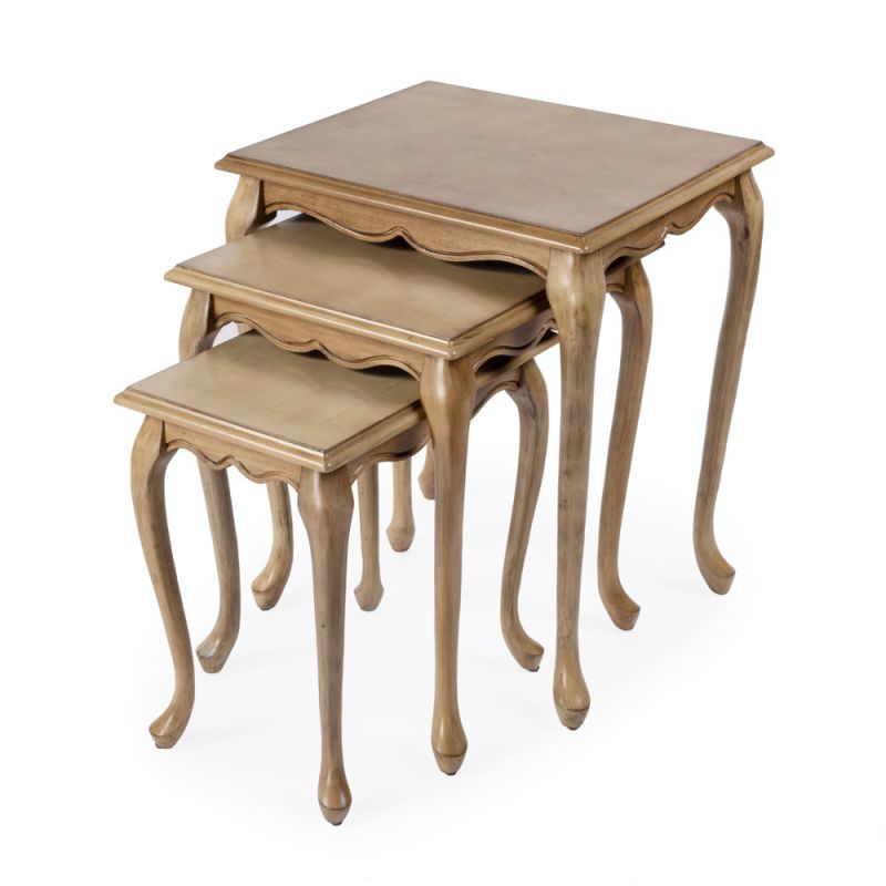 Butler Specialty Company - Thatcher Rectangular Set of 3 Wood Nesting Tables, Beige - 2306424