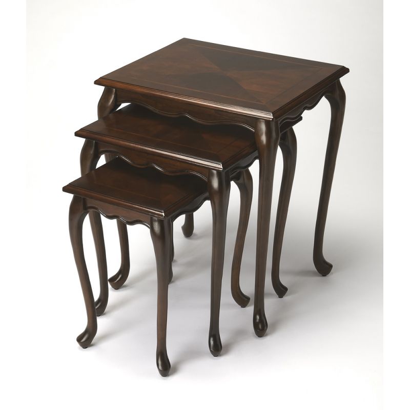 Butler Specialty Company - Thatcher Rectangular Set of 3 Wood Nesting Tables, Dark Brown - 2306024