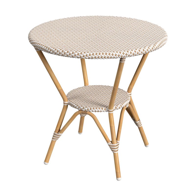 Butler Specialty Company - Tobias Indoor/Outdoor 30 in. W Round Rattan Bistro Table, Beige/White - 5646433