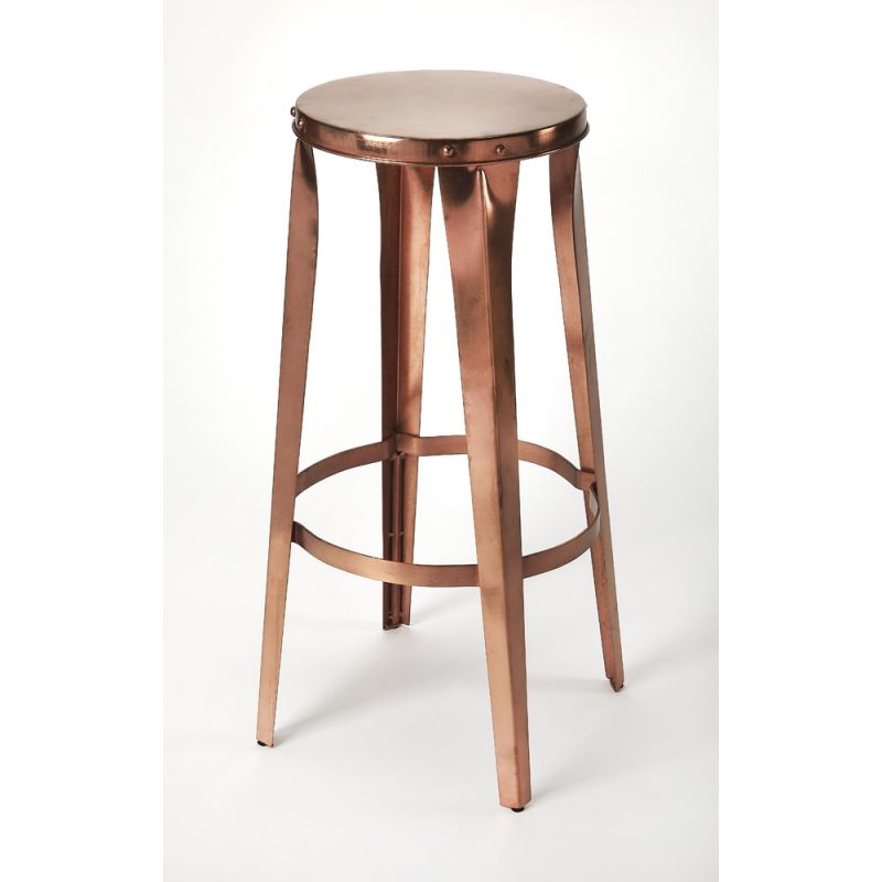 Butler Specialty Company - Ulrich 30 in. Seat Height Round Metal Backless Bar Stool with Footrest, Copper - 4447085