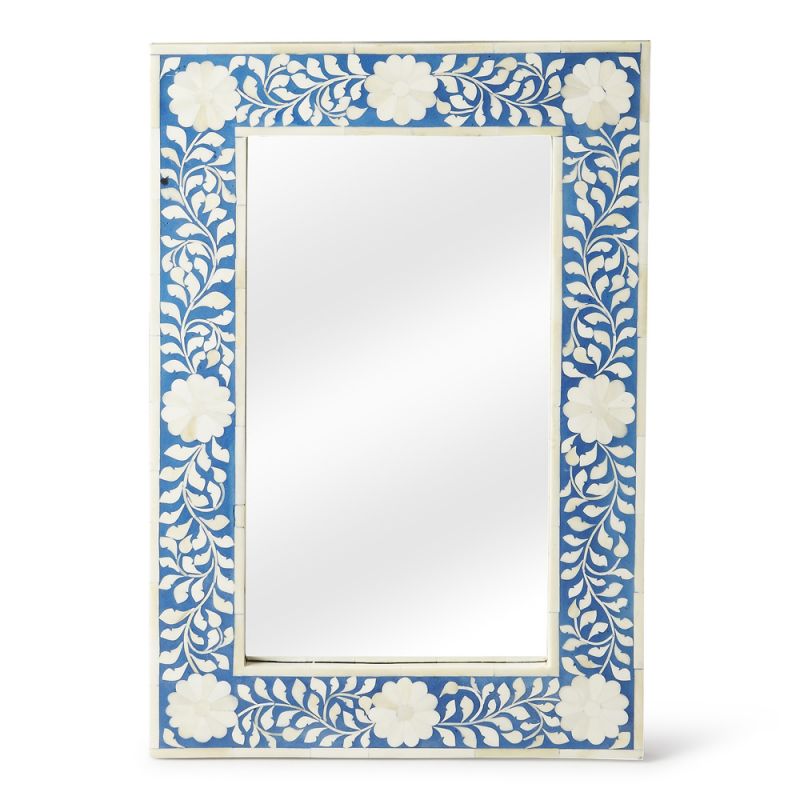 Butler Specialty Company - Vivienne 16 in. W Rectangular Bone Inlay Wall Mirrored, Blue - 1855070