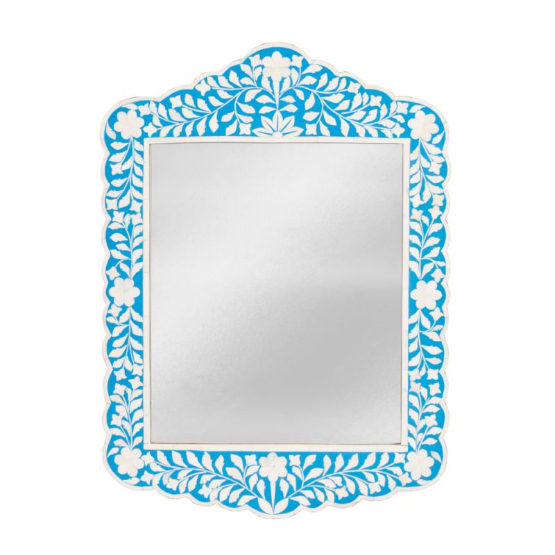 Butler Specialty Company - Vivienne 28 in. H x 20 in. W Rectangular Bone Inlay & Wood Wall Mirror, Bright Blue - 3451319