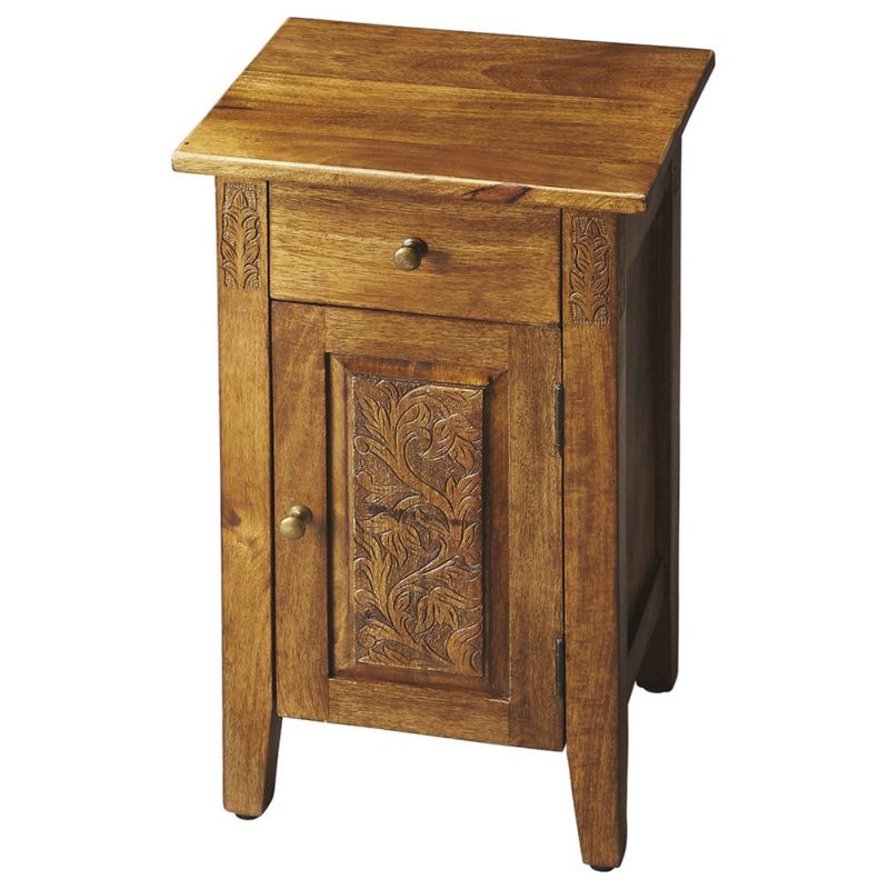 Butler Specialty Company - Artifacts - Wester 13.75 in. W Rectangular Wood 1 Drawer 1 Door Hand Carved Cabinet, Light Brown - 1841290