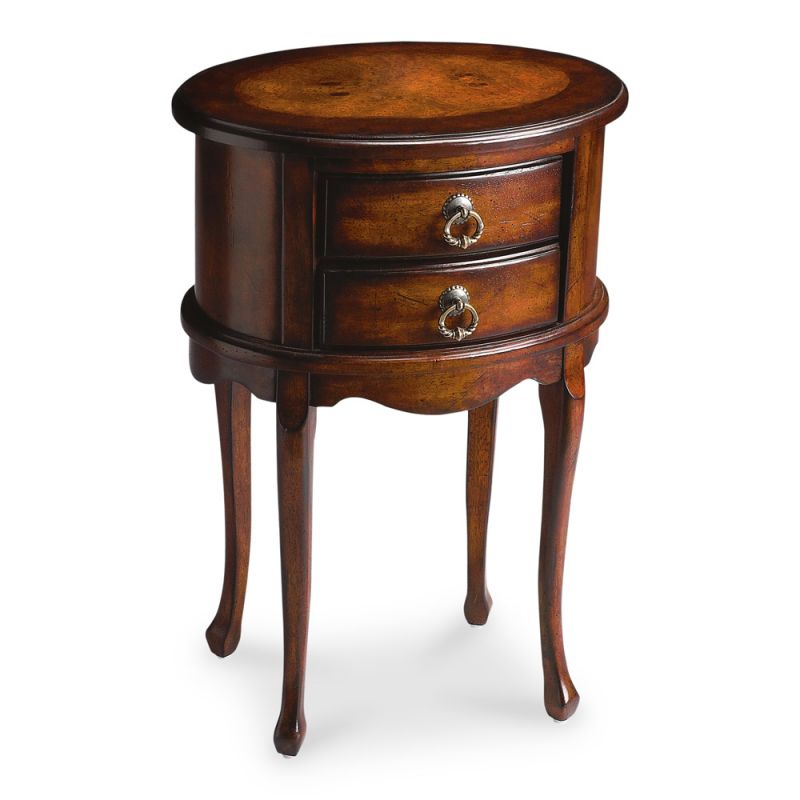 Butler Specialty Company - Whitley 18 in. W Oval Wood 2 Drawer Side Table, Dark Brown - 1589024