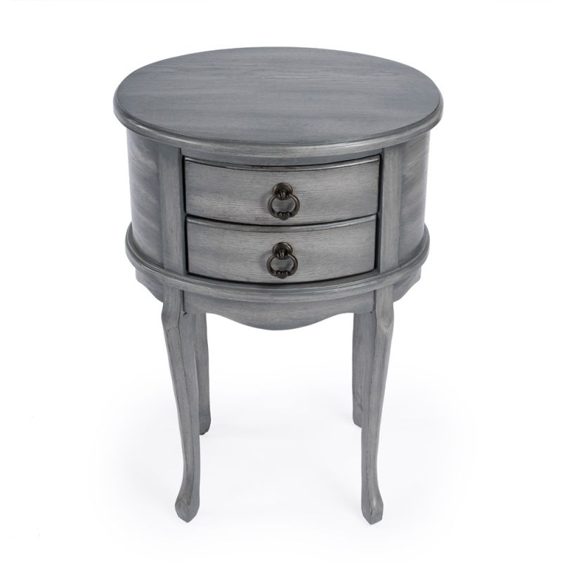 Butler Specialty Company - Whitley 18 in. W Oval Wood 2 Drawer Side Table, Gray - 1589418