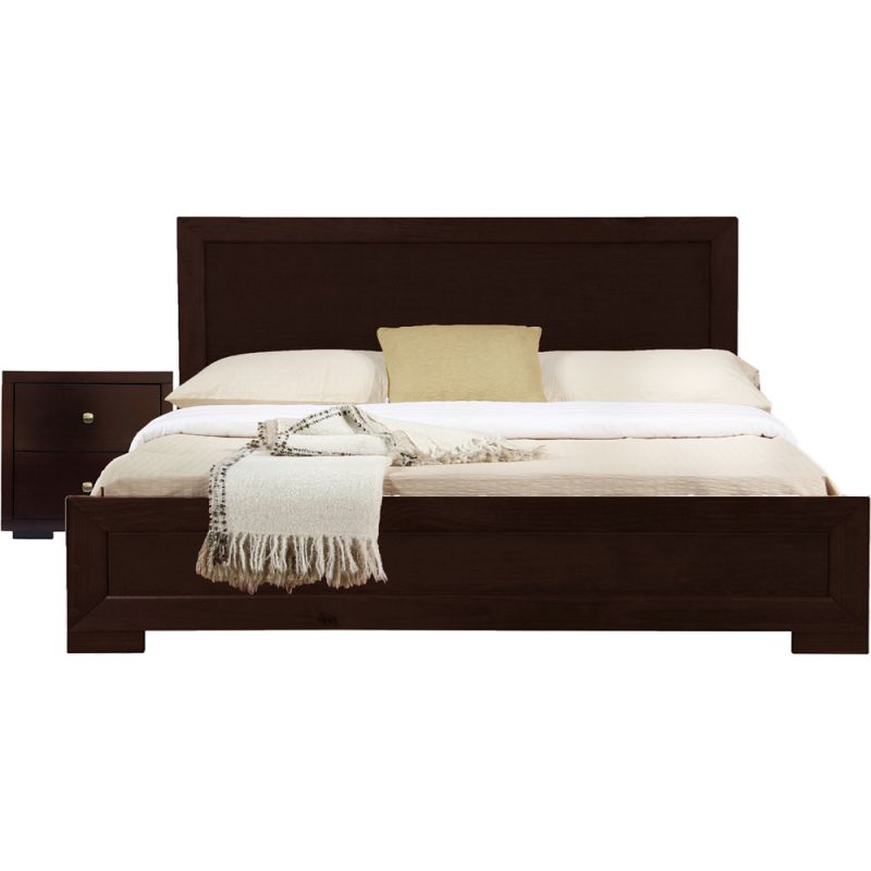 Camden Isle - Trent Wooden Platform Bed in Espresso, Full with 1 Nightstand - 313031