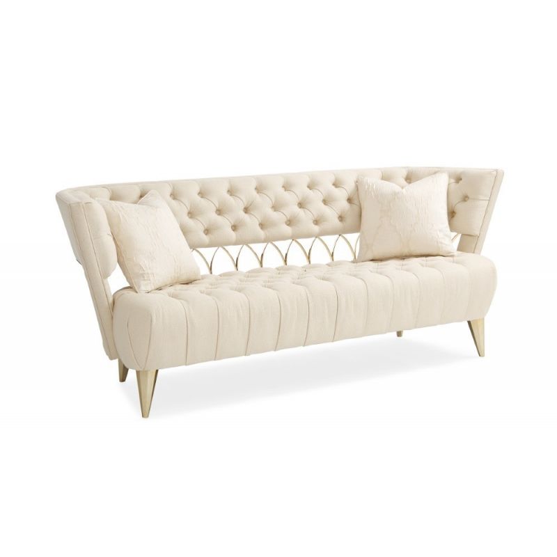 Caracole - Classic Come Full Circle - Tufted Sofa with Metal Fretwork Frame - UPH-417-111-A
