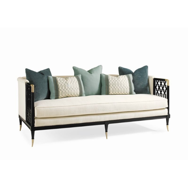 Caracole - Lattice Entertain You - Bench Seat Sofa with Lattice Accents - UPH-SOFWOO-35A