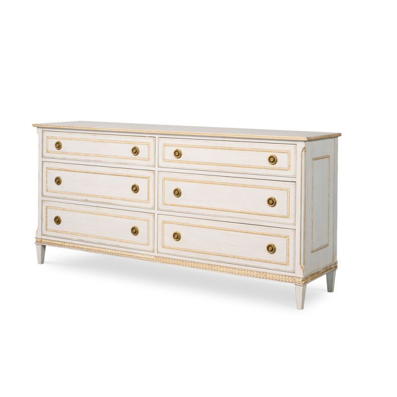 Century Furniture - Monarch White wash, Gold, Antique Brass Emily Dresser - MN5881