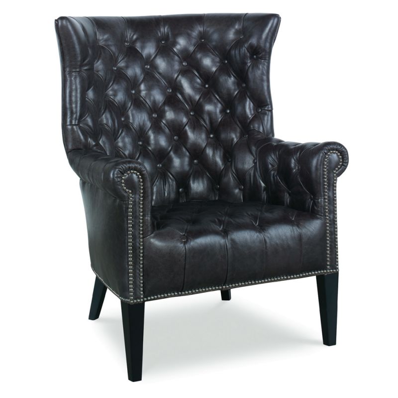 Century Furniture - Empress Tufted Wing Chair - PLR-15106-BRUNETTE