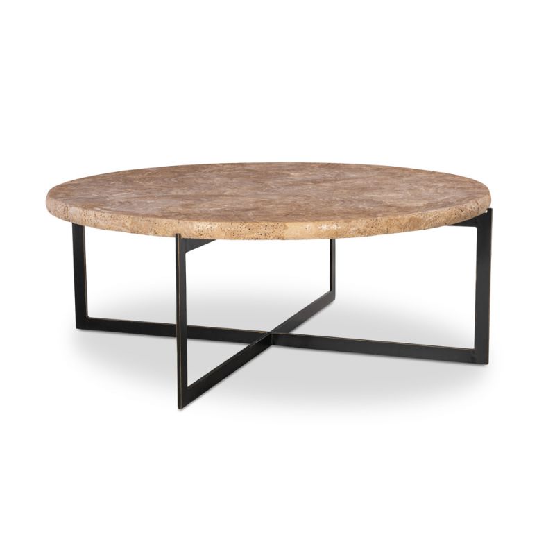 Century Furniture - Grand Tour Furniture Natural Travertine, Bronze Open Sky Round Cocktail Table - SF6163