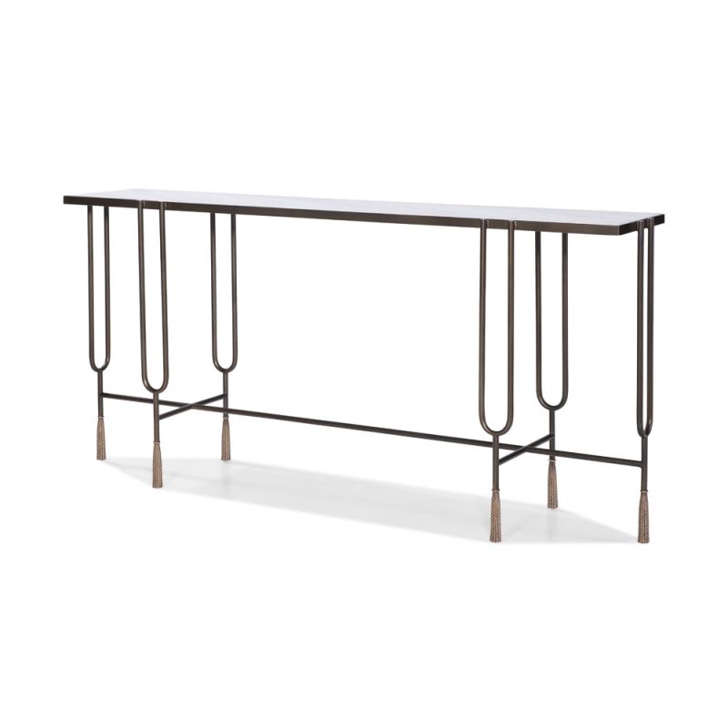 Century Furniture - Grand Tour Furniture White, Oil Rubbed Bronze, Brass Harmon Console Table - SF6132