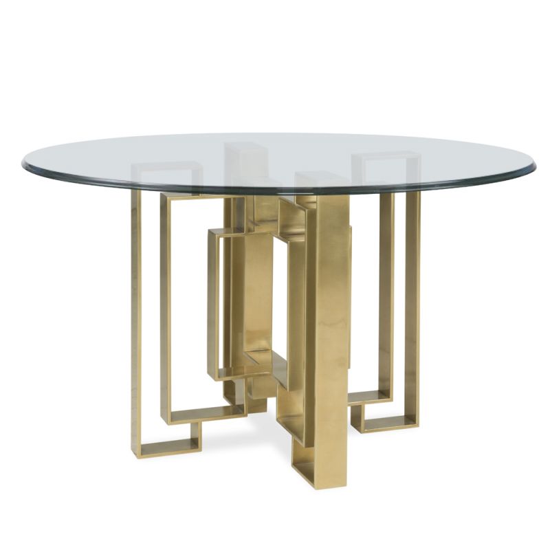Century Furniture - Metal Dining Table Base Brass With Glass Top 48