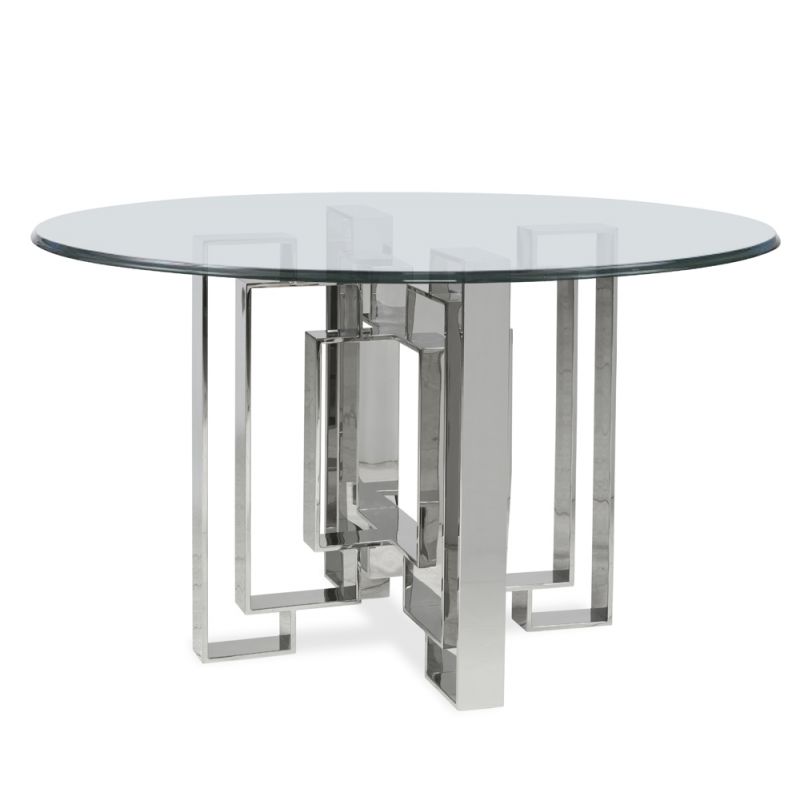 Century Furniture - Metal Dining Table Base Silver With Glass Top 48