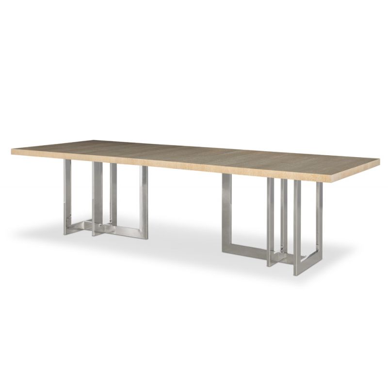 Century Furniture - Milan Blonde Cerused, Polished Stainless Steel Milan Dining Table - 841-308-V1