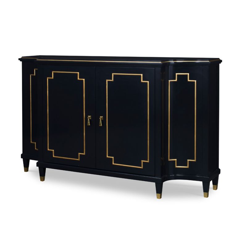 Century Furniture - Monarch Black, Gold, Brass Wendell Hall Cabinet - MN5876