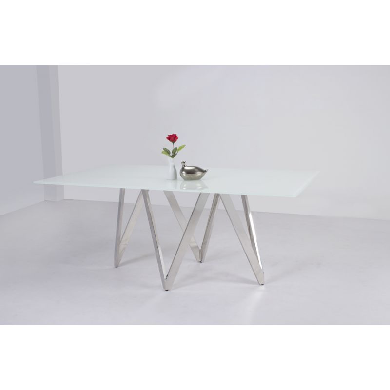 Chintaly - Abigail Abigail Dining Table in Starphire White Glass - ABIGAIL-DT