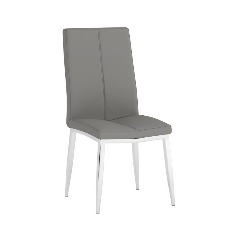 Chintaly - Abigail Side Chair W/ Chrome Legs in Grey PU (Set of 4) - ABIGAIL-SC-GRY