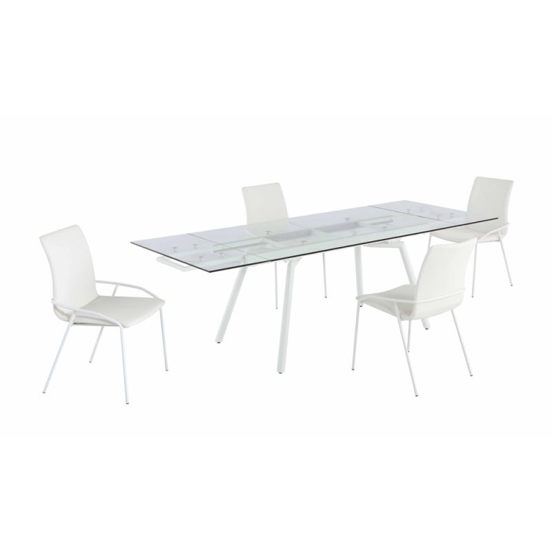 Chintaly - Alicia Contemporary Dining Set with Extendable Glass Table & 4 Side Chairs - ALICIA-5PC