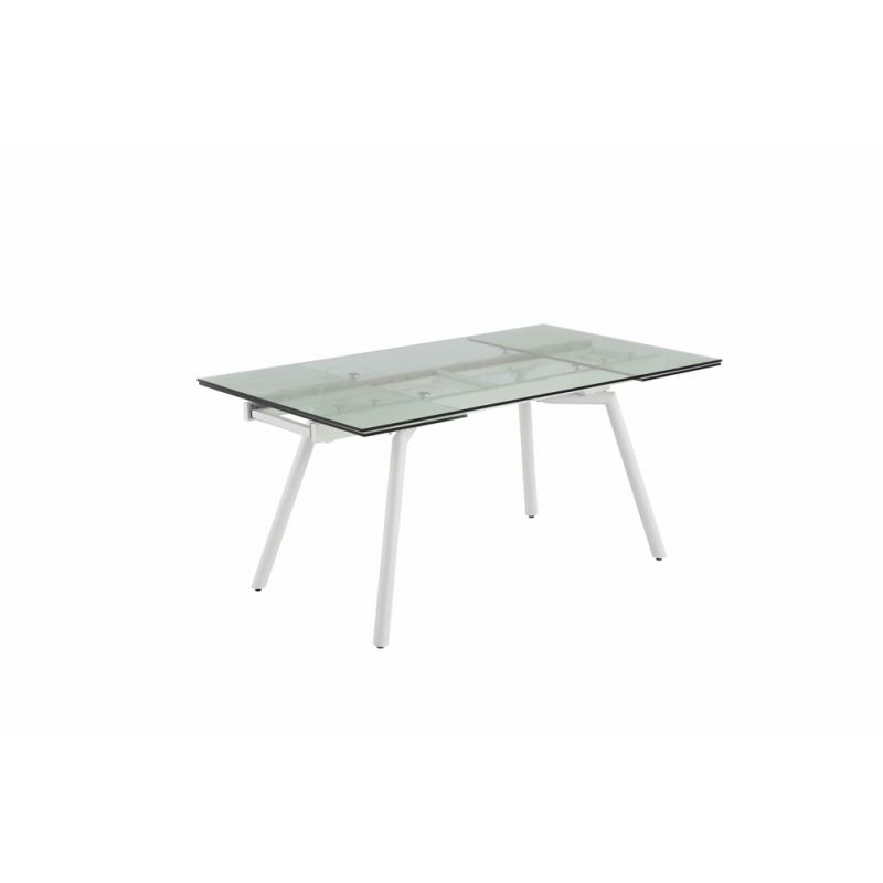 Chintaly - Alicia Contemporary Extendable Rectagular Clear Tempered Glass Dining Table - ALICIA-DT