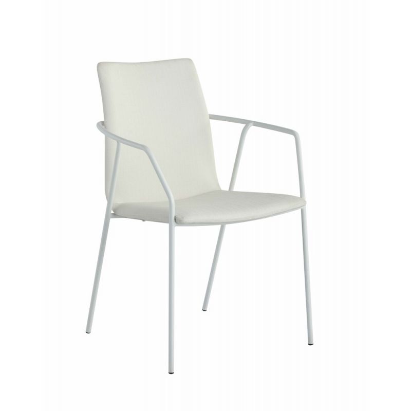 Chintaly - Alicia Contemporary White Upholstered Arm Chair (Set of 2) - ALICIA-AC-WHT