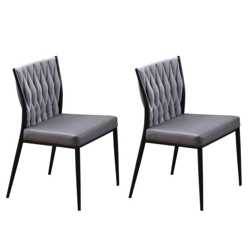 Chintaly - Amanda Contemporary Side Chair w/ Weave Back (Set of 2) - AMANDA-SC-GRY